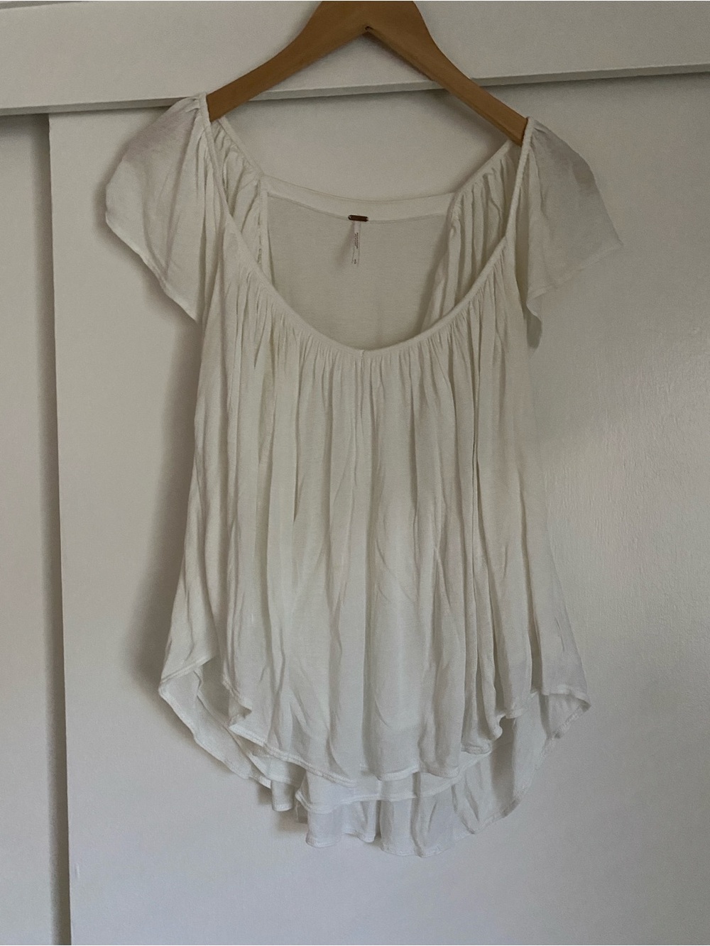 Free People White Flutter Sleeve Top - Picture 2 of 3